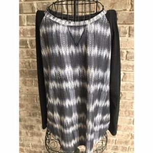 New Directions Hi Low Henley Style Top Long Sleeve